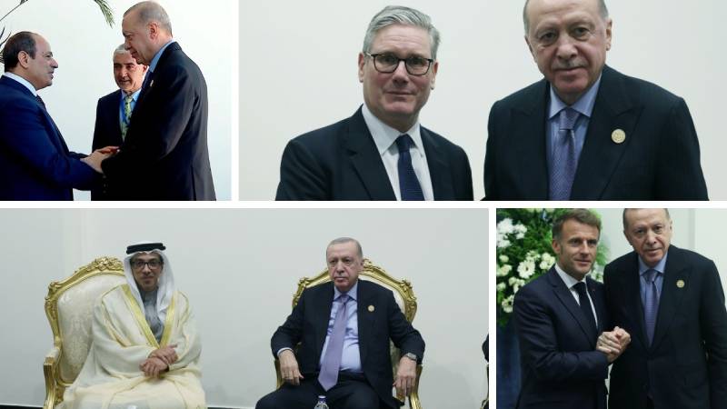 Barış Zirvesi için Mısır’a giden Erdoğan’dan diplomasi trafiği; BAE Veliaht Prensi, Britanya Başbakanı ve Fransa Cumhurbaşkanı ile görüştü