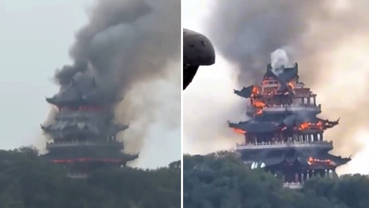 Çin’de tarihi tapınakta yangın çıktı