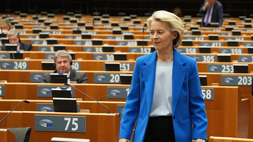 Avrupa Komisyonu Başkanı Ursula von der Leyen, 12 Kasım 2025. (AP Fotoğrafı/Virginia Mayo)